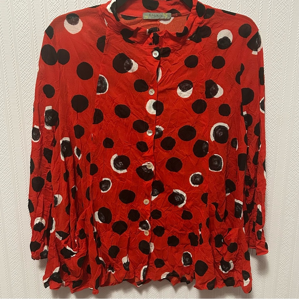 Chalet et Ceci Jacket McKenna Red Polka Dot - Picture 2 of 15